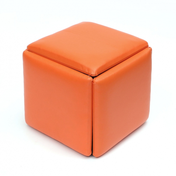 5in1 큐브 인조가죽 사각스툴(45x45x46cm) (오렌지)