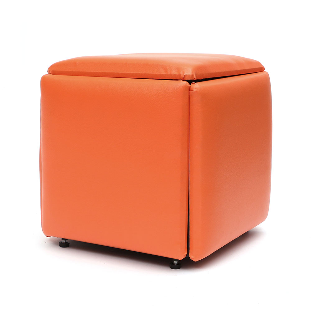 변신 보조 의자 5ea 1세트 사각 레자 스툴 오렌지 쇼파 발받침대 인테리어 테이블 팔걸이 없는 의자
