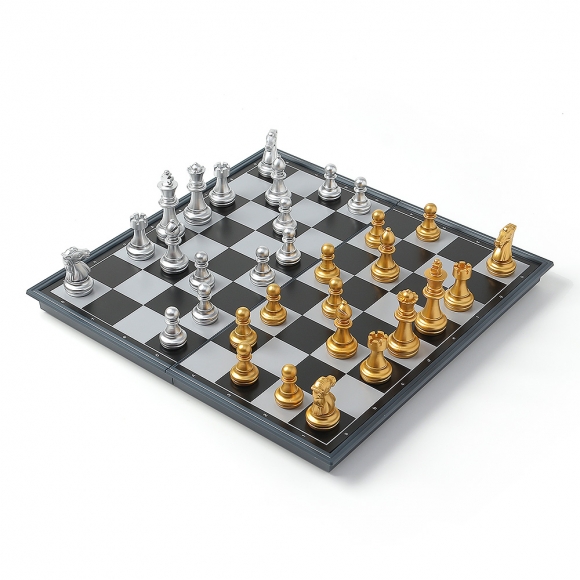 앤티크 접이식 자석 체스(32x32cm) (골드+실버)