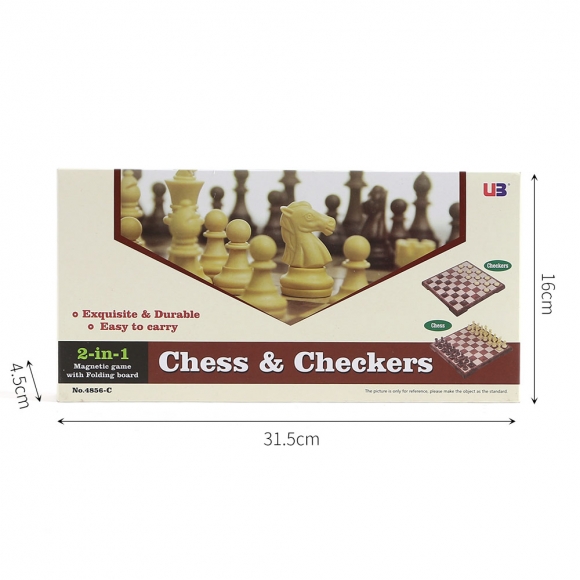 앤티크 접이식 자석 체스 체커(31x31cm) (브라운+아이보리)