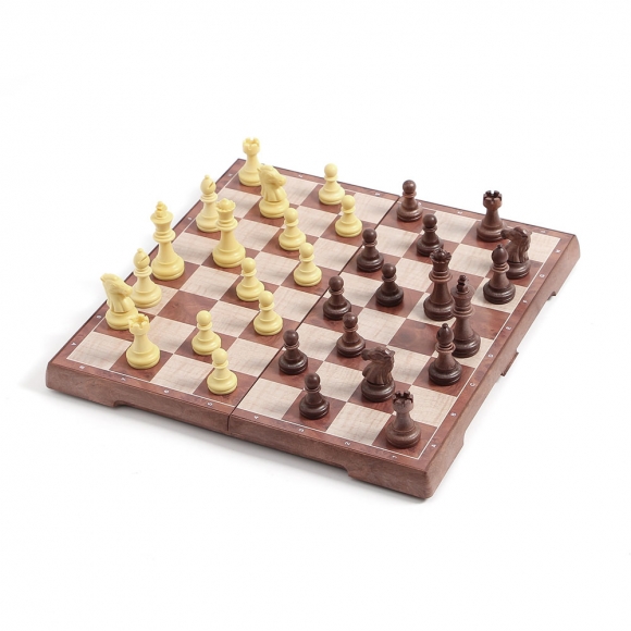 앤티크 접이식 자석 체스 체커(31x31cm) (브라운+아이보리)