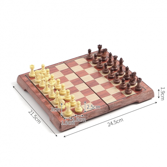 앤티크 접이식 자석 체스(24.5x21.5cm) (브라운+아이보리)