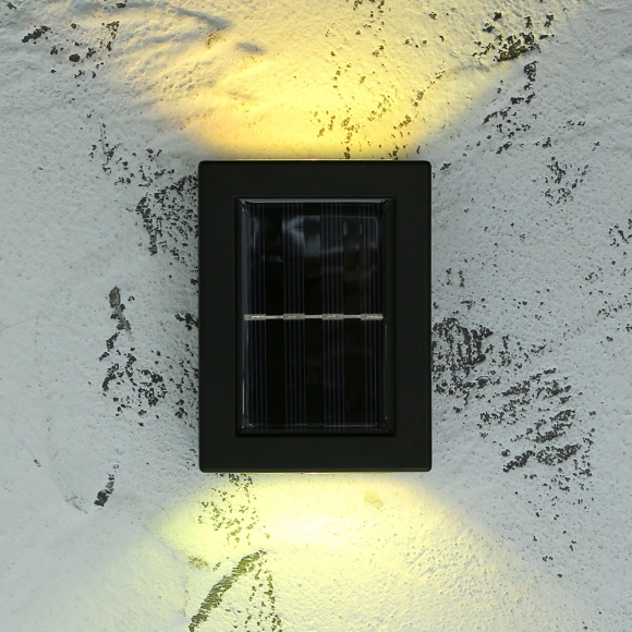 LED 솔라 블랙 태양광 벽부등 2p세트(레인보우)