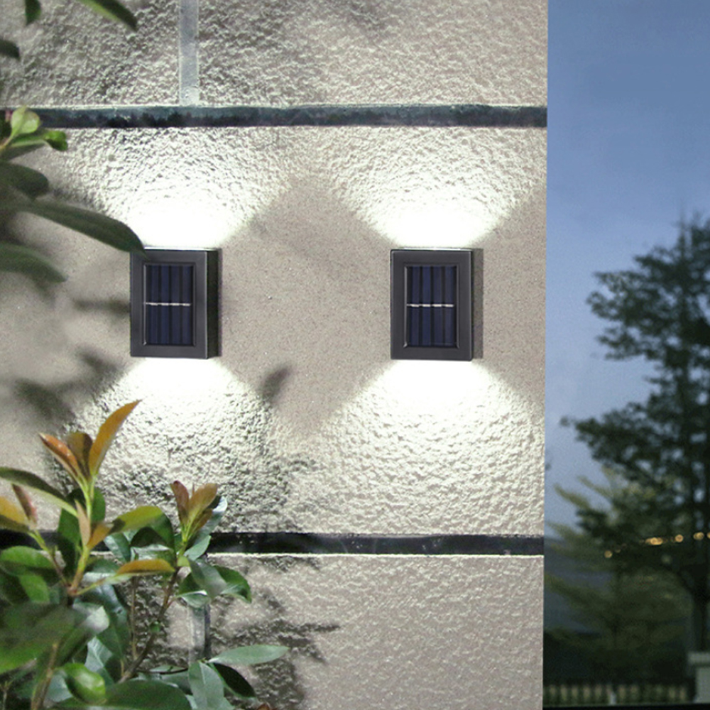 Oce 사각 자연광 테라스 벽등 정원 조명 2ea 조경 방수 전구 태양광 쏠라 전등 태양열 채광 LED