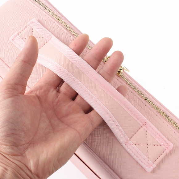 프로뷰티 칸막이 가죽 메이크업 가방(37x26cm) (핑크)