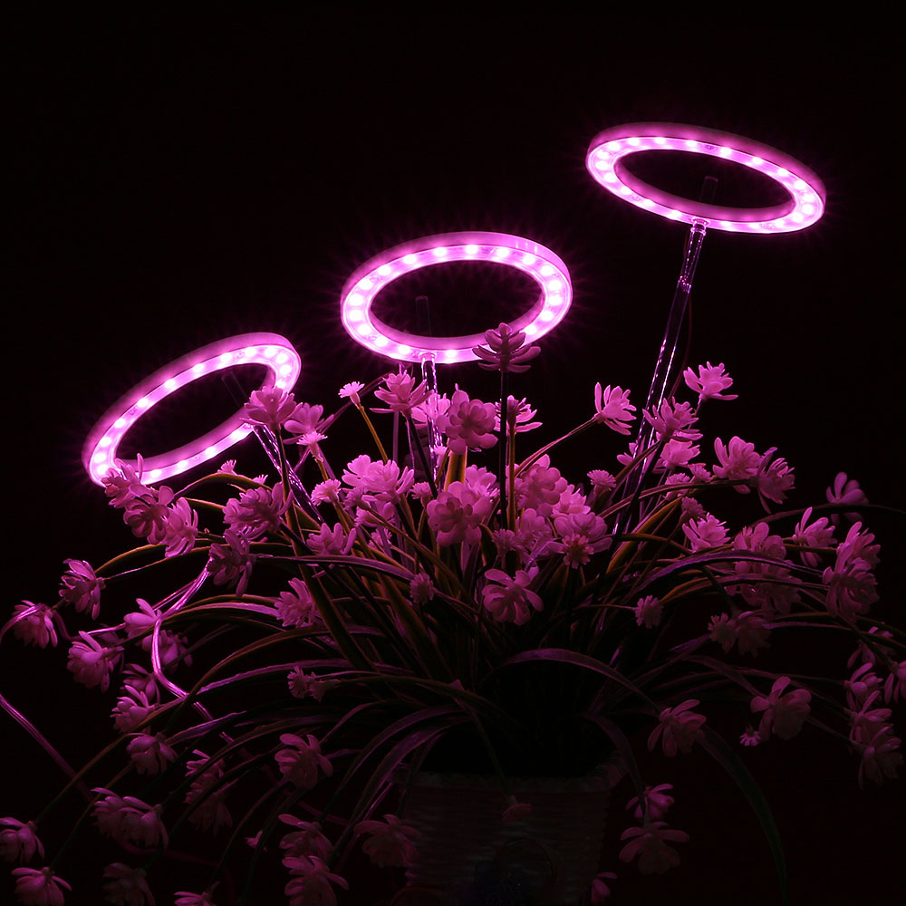 Oce LED 식물 성장등 화분 조명 3헤드형 핑크 태양광 공급 화분빛 식물 생장 재배등