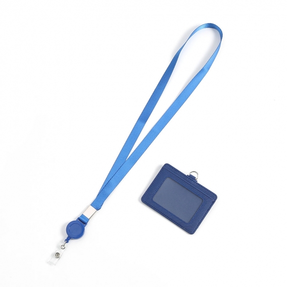 지갑형 사원증 케이스+목걸이줄(가로형) (블루)