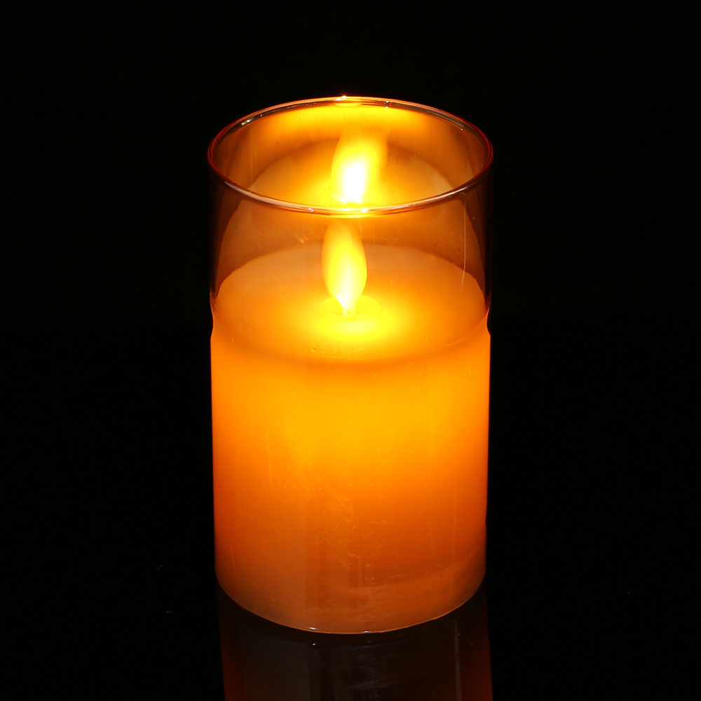 인테리어 LED 양초 모형 유리병 브라운 조명 12.5cm 기념일차박캠핑 취침탁상가짜촛불 전기초무드등