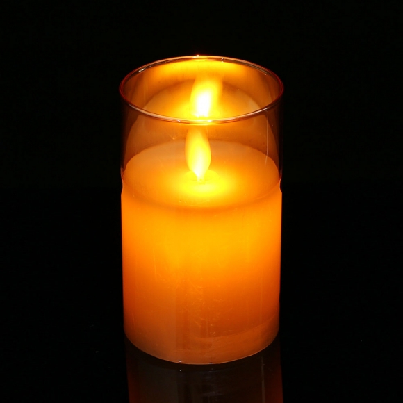 로맨틱 유리병 LED 캔들(12.5cm) (브라운)