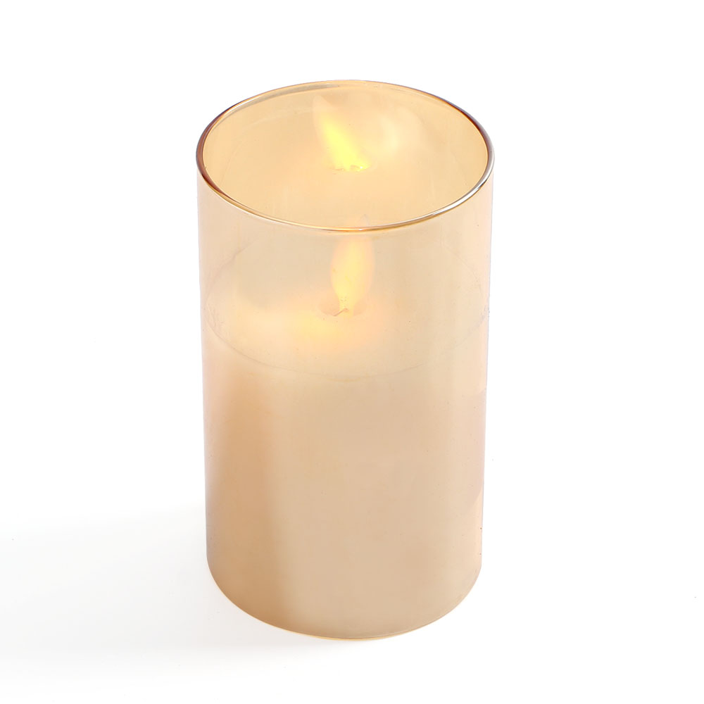 Oce 인테리어 LED 양초 모형 유리병 브라운 조명 12.5cm 기념일차박캠핑 취침탁상가짜촛불 감성스탠드