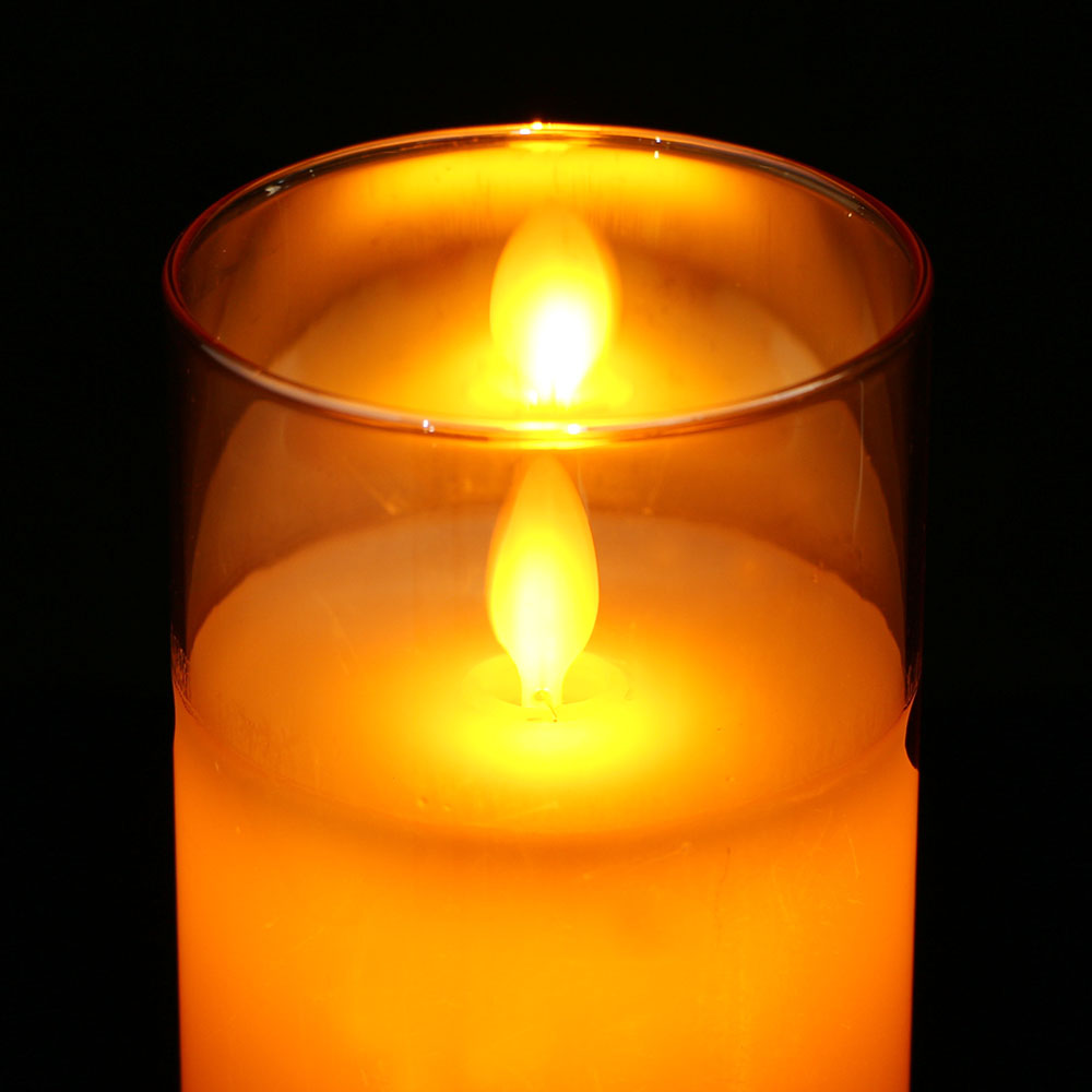 인테리어 LED 양초 모형 유리병 브라운 조명 12.5cm 기념일차박캠핑 취침탁상가짜촛불 전기초무드등