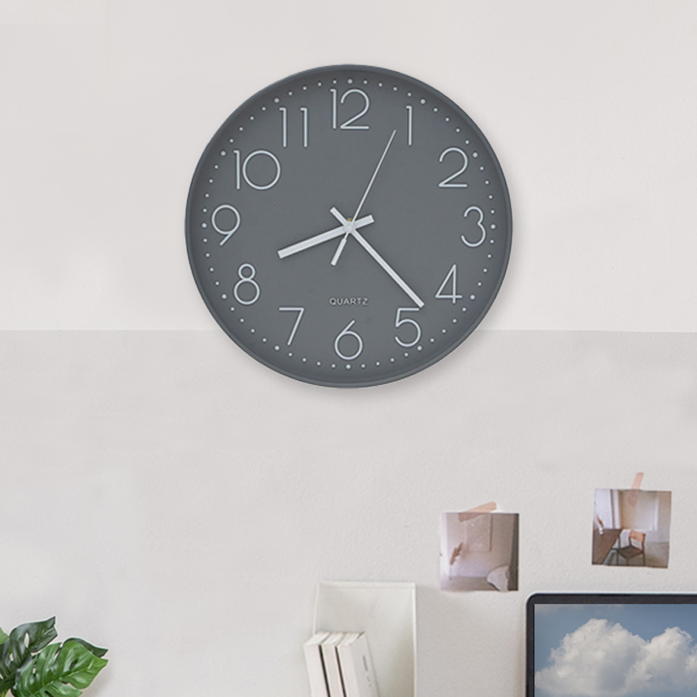 원형 모던 저소음 사무실 벽시계 그레이 월데코 시계 원형 모던 벽시계 wall clock 월클락