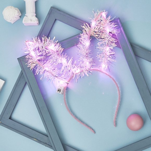 트윙클 LED 토끼 머리띠 4p세트(핑크)