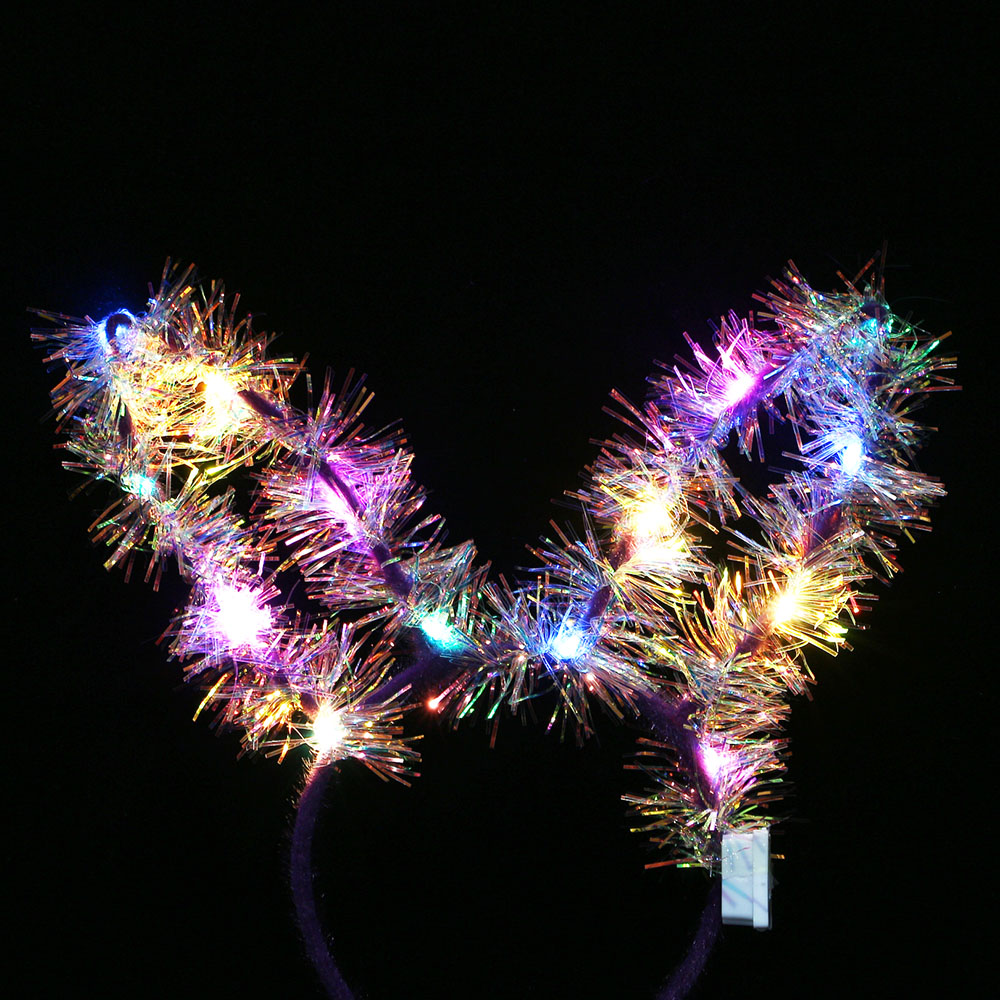 Oce 파티 래빗 헤어밴드 야광 머리띠 4p 퍼플 생일 헤드밴드 귀여운 특이한 머리띠 전구 헤어띠