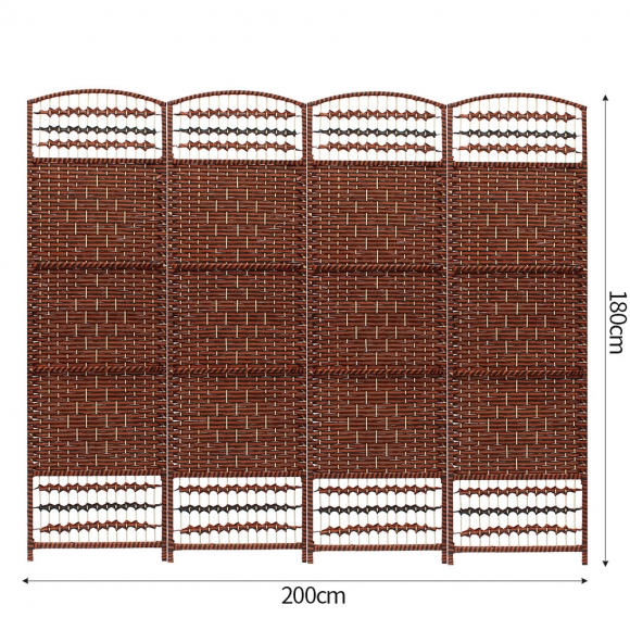 라탄 오픈형 4단 파티션(180cmx200cm) (브라운)