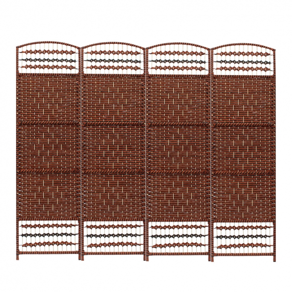 라탄 오픈형 4단 파티션(180cmx200cm) (브라운)