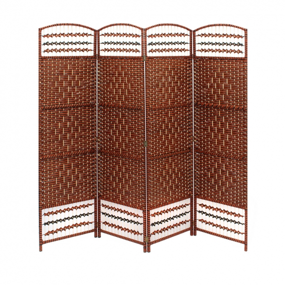 라탄 오픈형 4단 파티션(180cmx200cm) (브라운)