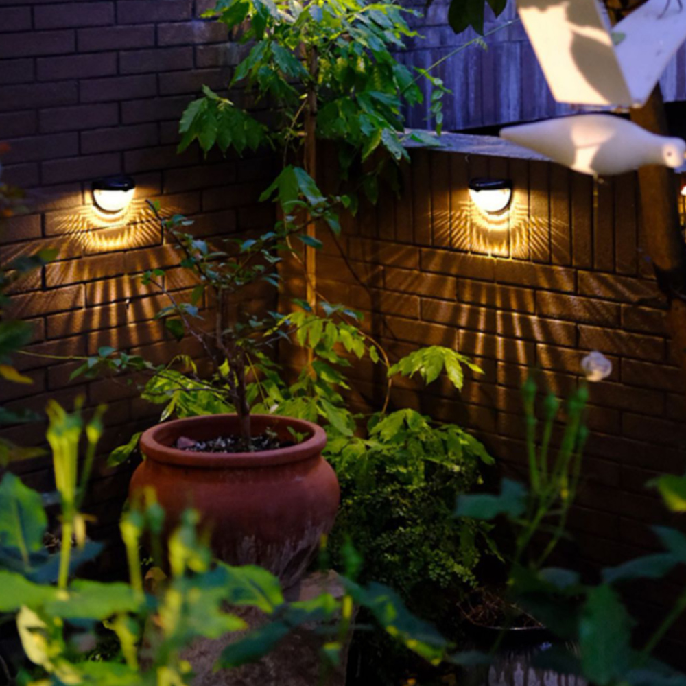 Oce 물결 자연광 테라스 벽등 정원 웜조명 2ea 현관 정원 외등 태양열 채광 LED 실외 외부 직부등