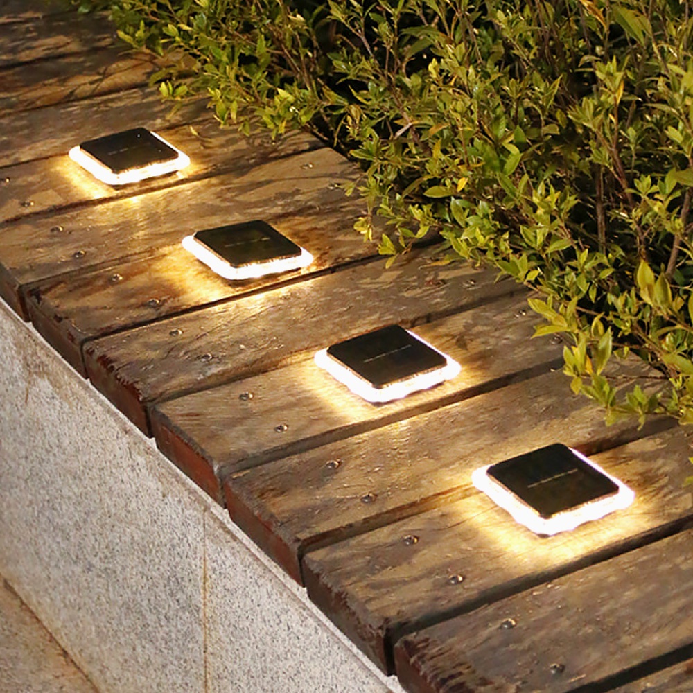 Oce 사각 자연광 산책로 정원 잔디 바닥 조명 직부등 웜2ea 주택 뜰 전등 난간 경관 태양열 채광 LED
