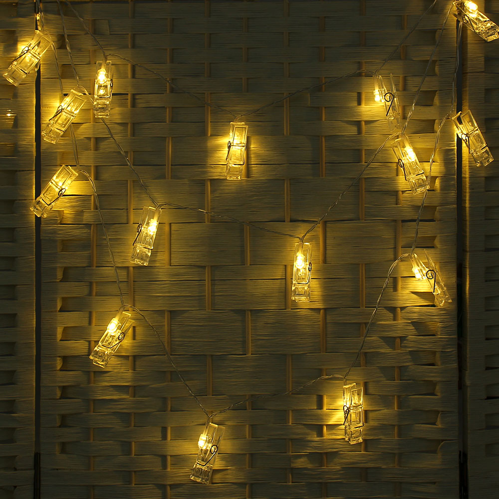 Oce 포토 클립 가랜드 사진 줄 점멸 전구 LED 집게 웜 3m 행잉 사진 전시 벽 인테리어 스트링 파티 라이트