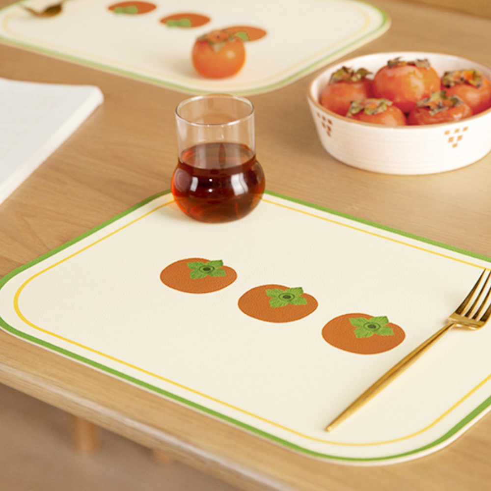 Oce 가죽 식탁 깔개 방수 테이블 매트 45x30cm 과일 식사 셋팅 메트 논슬립 식사 데코 식탁 패드