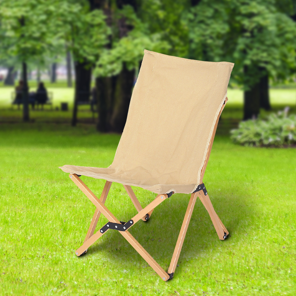 Oce 야외 우드 체어 원목 간이 천 의자 베이지 베란다목재 접이식나무체어 차박용품
