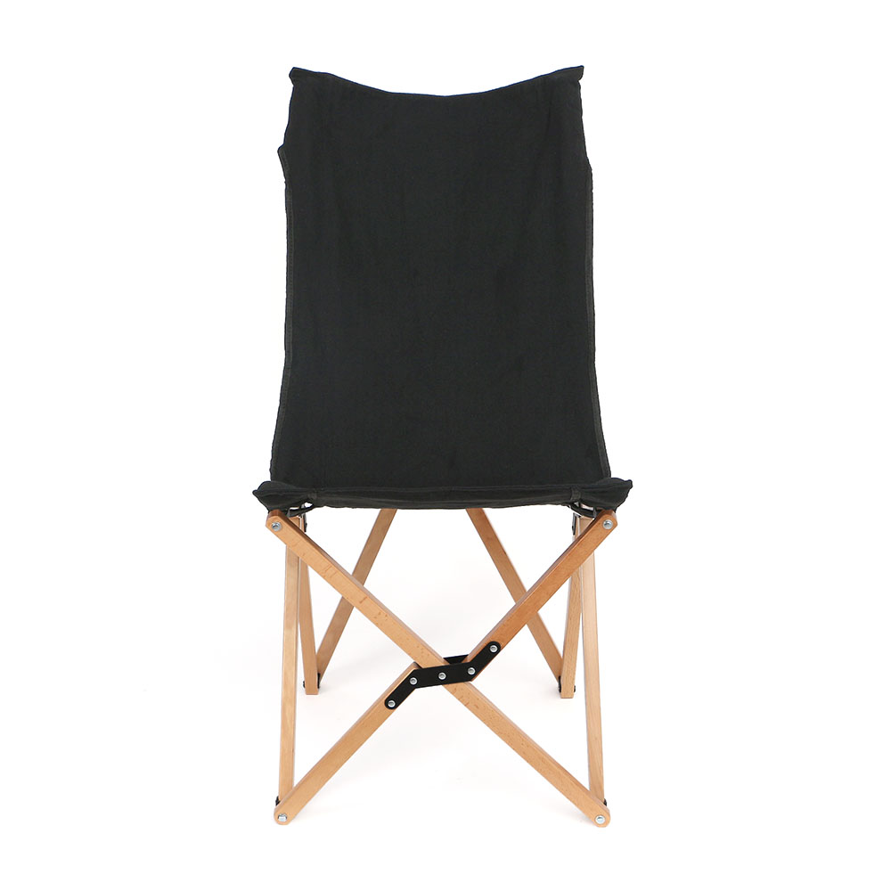 Oce 야외 우드 체어 원목 간이 천 의자 블랙 캠핑감성 1인용안락 베란다목재