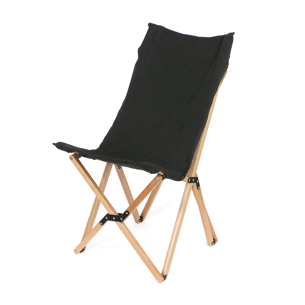 Oce 야외 우드 체어 원목 간이 천 의자 블랙 캠핑감성 1인용안락 베란다목재