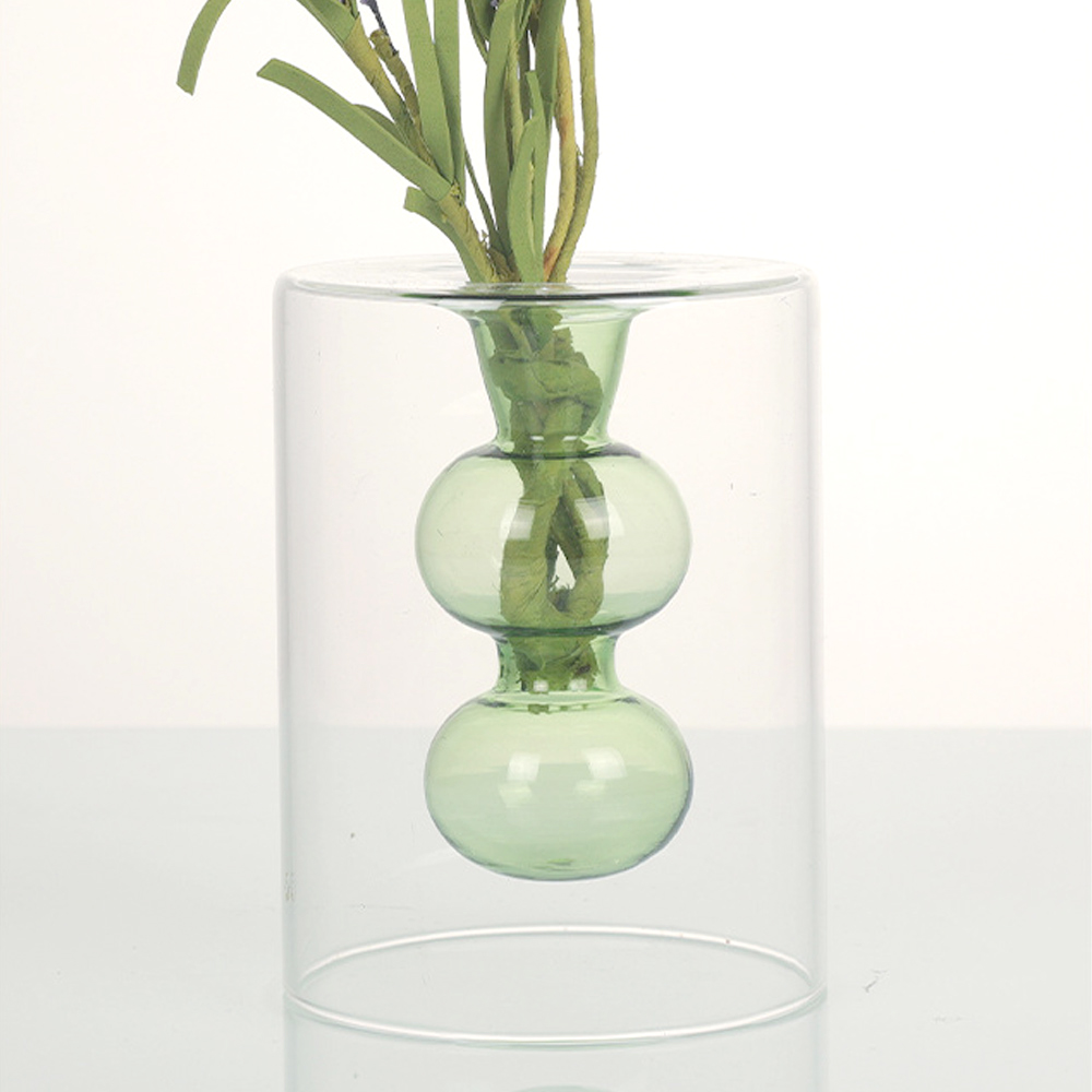 Oce 유리 공예품 생화 꽃꽂이 화병 그린 vase 엔틱 장식 예쁜 꽃병 드라이플라워 꽃꽂이 병 물꽂이