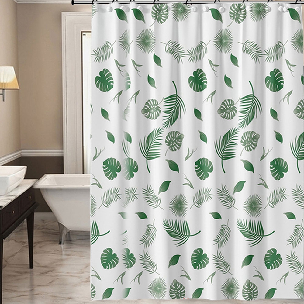 Oce 초록잎 불투명 방수 목욕 커튼 200x180 화장실 가리개 봉 커튼 샤워 커튼