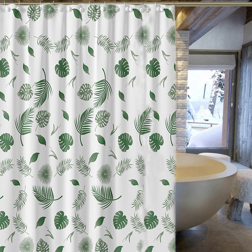 Oce 초록잎 불투명 방수 목욕 커튼 200x180 비닐커텐 욕실커텐 물 차단막