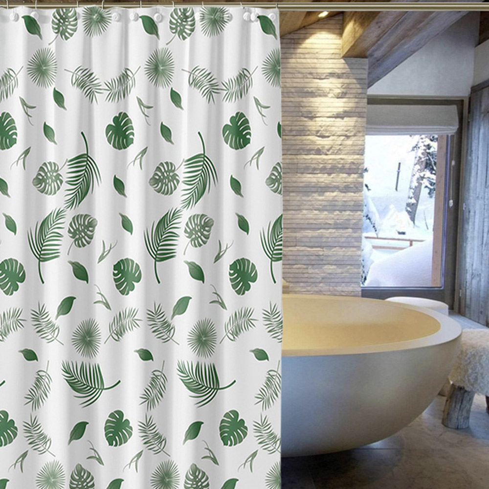 Oce 초록잎 불투명 방수 목욕 커튼 150x180 바쓰카튼 화장실 가리개 욕조 분리 차단막