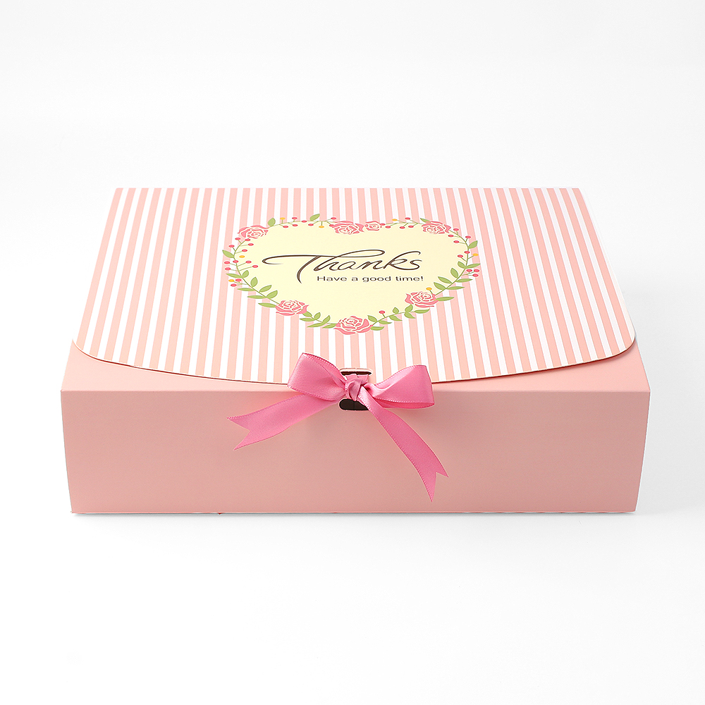 Oce 종이 포장 리본 상자 선물 박스 31x25cm 핑크 10p 쿠키 박스 예쁜 종이 포장 케이스 뚜껑 케이스