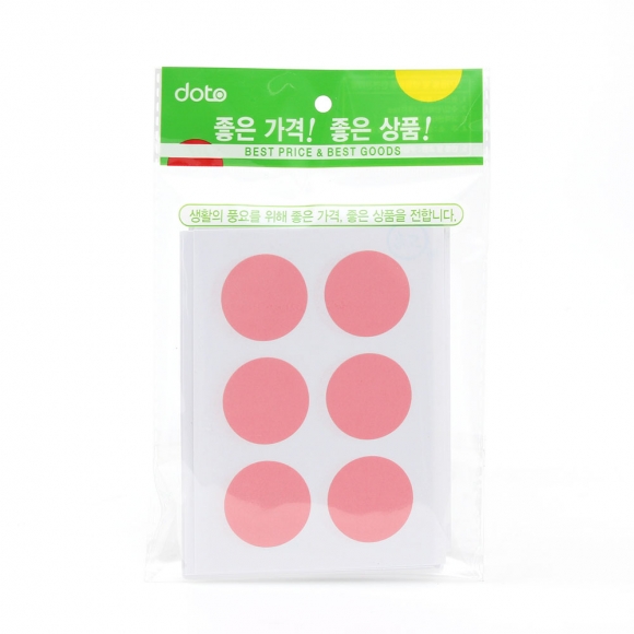 30mm 컬러 원형 스티커 60매세트(핑크)