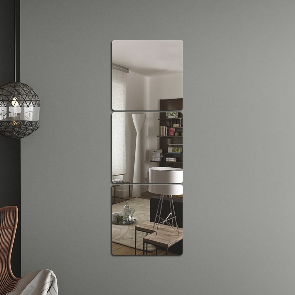 벽에 붙이는 안전 아크릴 거울 3p세트(20x20cm) (정사각)