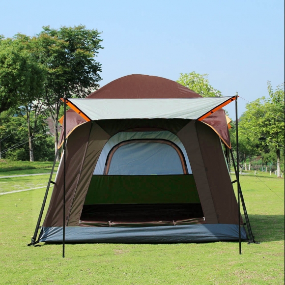 4-6인용 패밀리캠핑 거실형 텐트(브라운)
