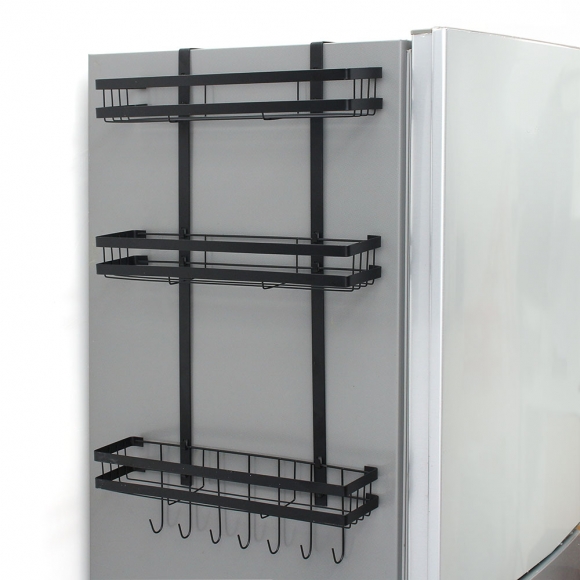 알뜰정리 3단 냉장고걸이 선반 T4(블랙)