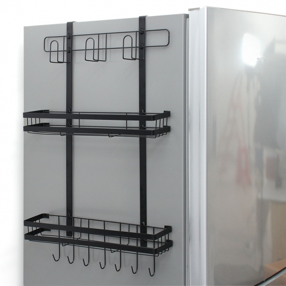 알뜰정리 3단 냉장고걸이 선반 T3(블랙)
