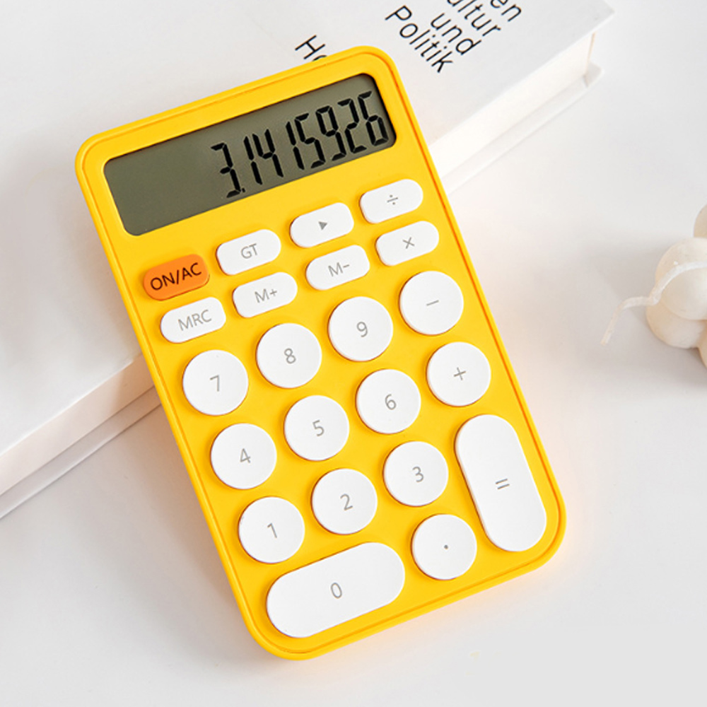 Oce 핫컬러 절전 전자 수학 계산기 옐로우 calculator 소형 전자계산기 학생 일반계산기