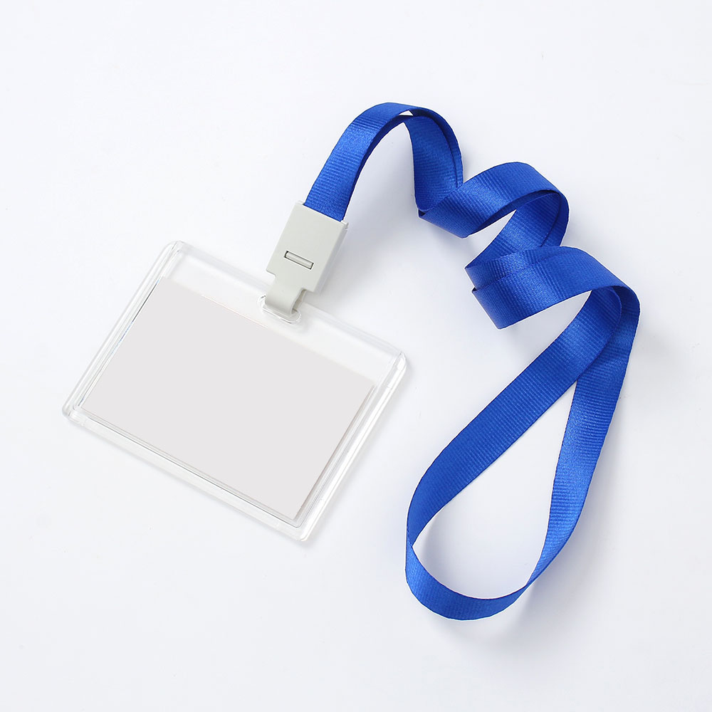 Oce 목걸이 명찰 꽂이 공무원증 신분증 투명 이름표 가로 블루 3p 학생증 명찰 케이스 회원 비표 ID 카드 포켓