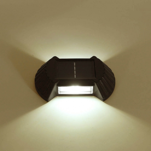 LED 물결 태양광 벽부등 4p세트(웜색)