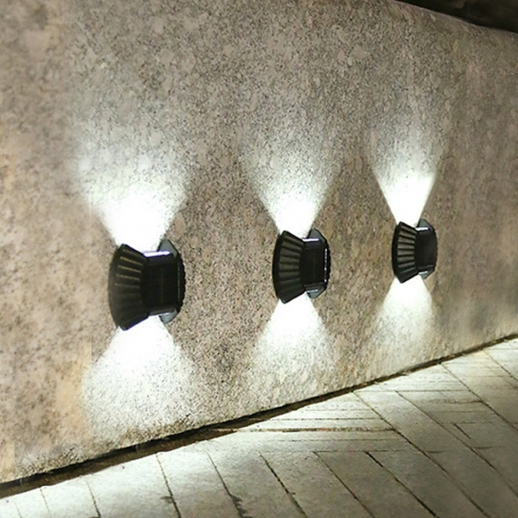 LED 물결 태양광 벽부등 4p세트(백색)