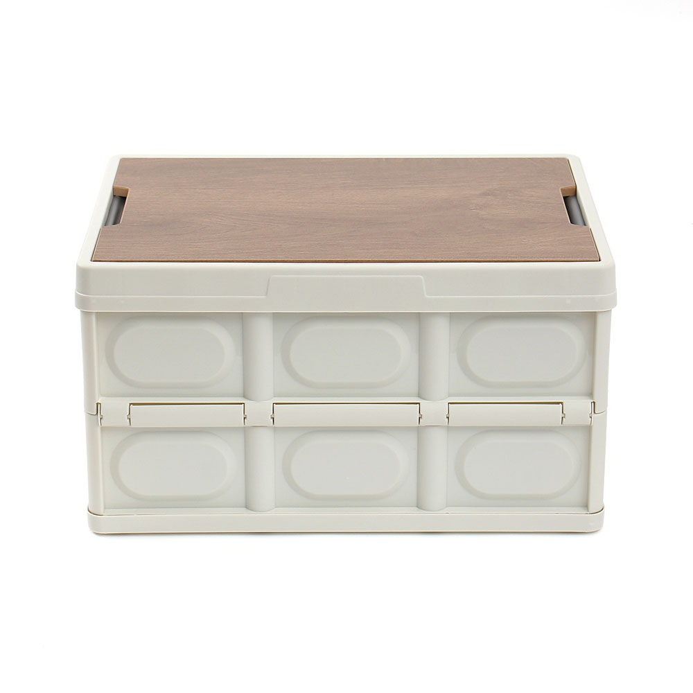 Oce 캠핑 테이블 우드 상판 폴드 박스 방수팩 56L ivory 폴딩 카고 우유 박스 보관함 정리함 플라스틱 상자