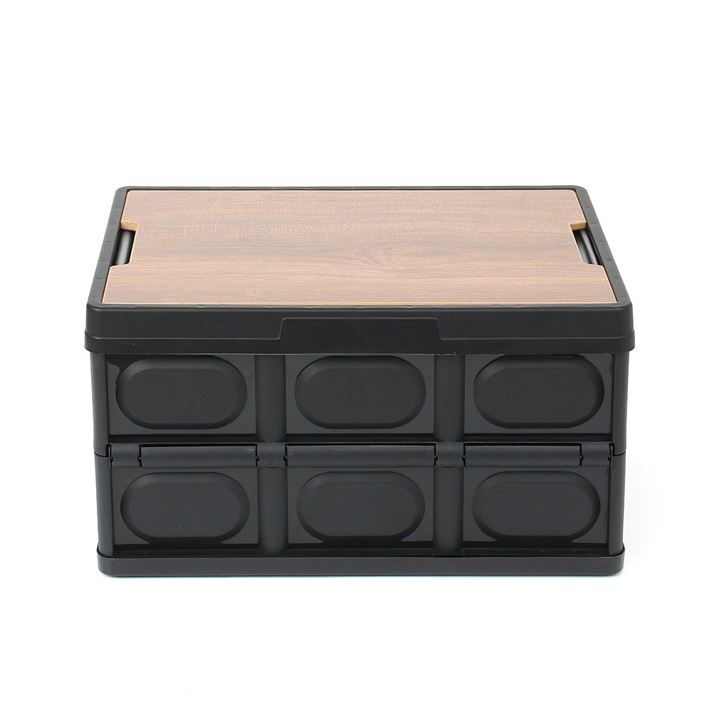 Oce 캠핑 테이블 우드 상판 폴드 박스 방수팩 56L 블랙 장난감 의류 보관함 음료 식료품 저장 폴딩 카고 우유 박스