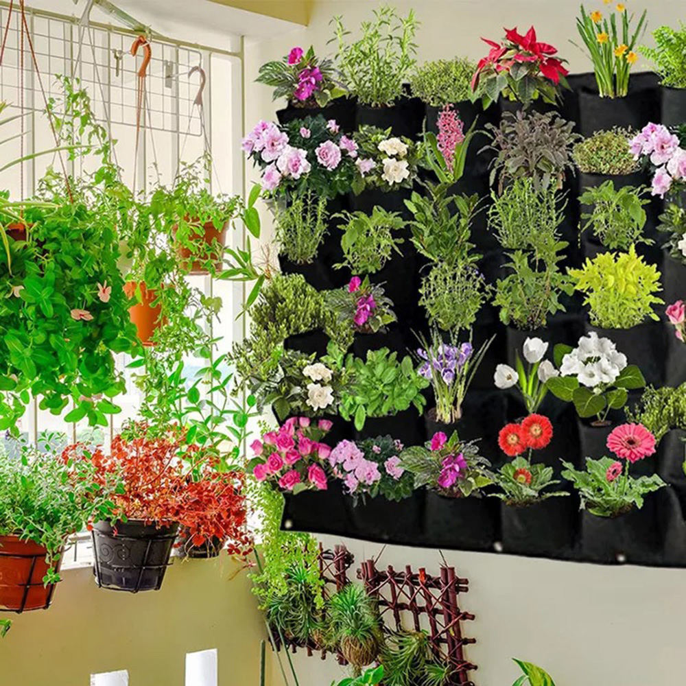 실내 화원 식물 벽걸이 화분 꽃이 주머니 100x100 72 카페플랜트월 다육이부직포화분 사무실버티컬가든