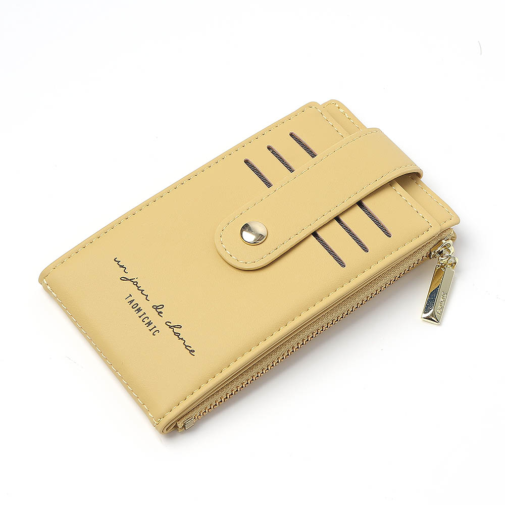 Oce 예쁜 동전 포켓 레더 신분증 얇은 지갑 옐로우 슬림 카드 백 소형 명함 purse 라운딩 카드지갑