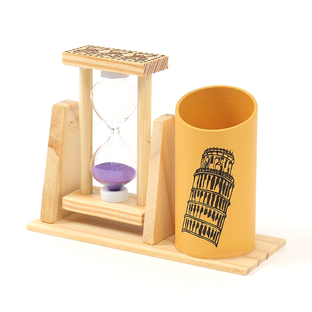 Oce sandglass 시계 펜통 2p 퍼플 목욕 타이머 무소음 시계 펜꽂이 haurglass