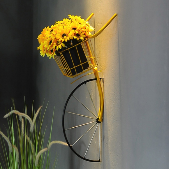 자전거 모형 벽걸이 화분 바구니(옐로우)