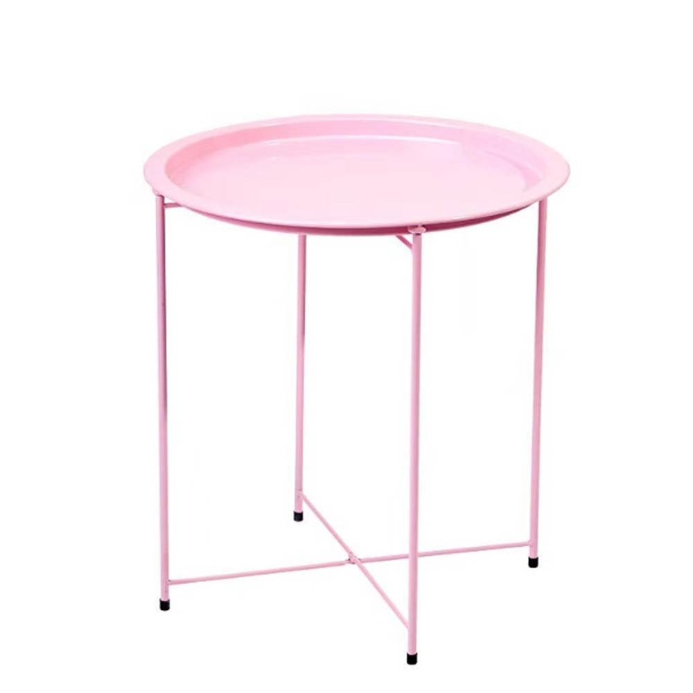 비비드 스틸 원형 사이드 테이블 (핑크)