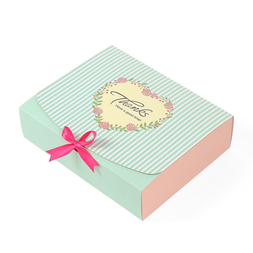 Oce 종이 포장 리본 상자 선물 박스 31x25cm 민트 10p 예쁜 종이 포장 케이스 뚜껑 케이스 페이퍼 패키징
